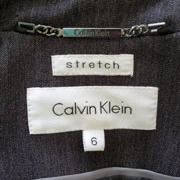 Calvin Klein Black/Gray Button Clasp Long Sleeve Blazer Jacket SZ 6 - Picture 4 of 9